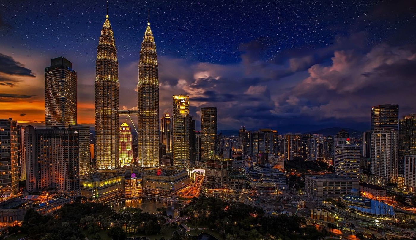 Kuala Lumpur skyline and the Petronas Twin Towers at dusk